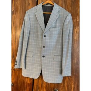 Pure wool Like New Arnold Brandt Blue and gray plaid suit coat